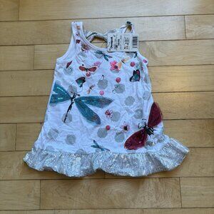 NWT Desigual - Girls' Butterfly Sequin Hem Tank Top, size 5/6